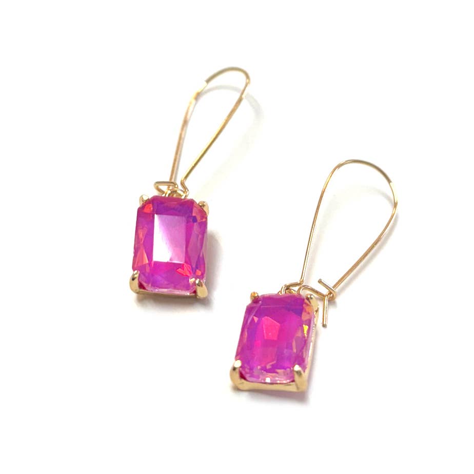 StarryNYC - Wholesale Dangle Earrings - Midi Rectangle Glass Bead with Kidney Wire Dangle Earrings11