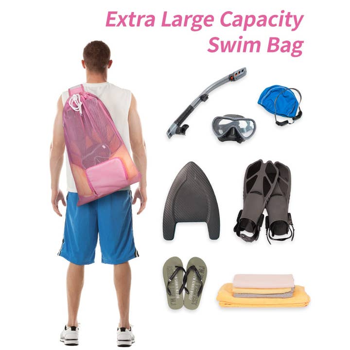 wandf - Wholesale Beach Bag - Mesh Drawstring Bag Swim Bag Quick-Dry Shoulder Strap12