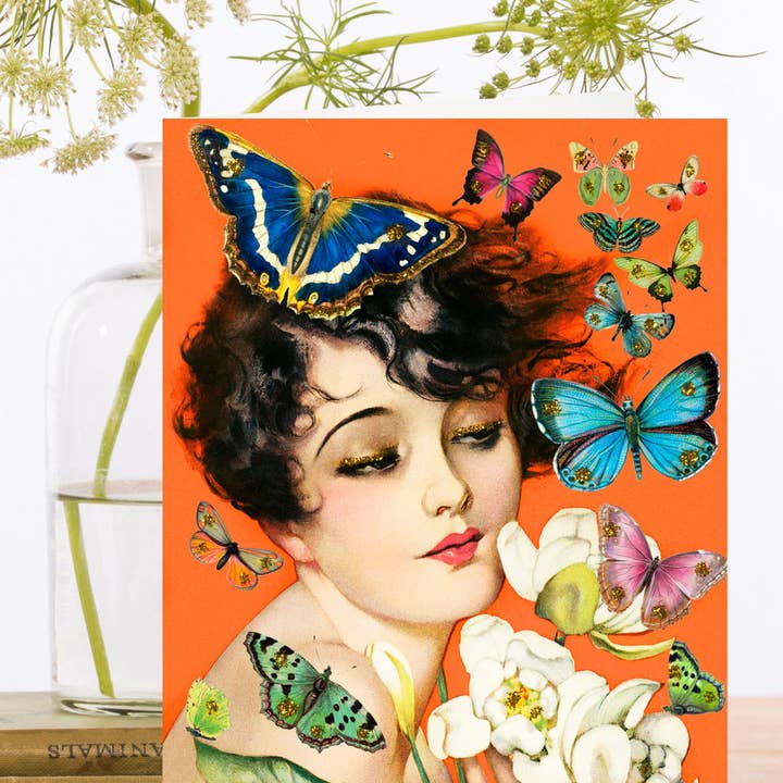 Madame Treacle – wholesale Everyday greeting card – GT003P ~ Hand Glittered Blank Greeting Card
