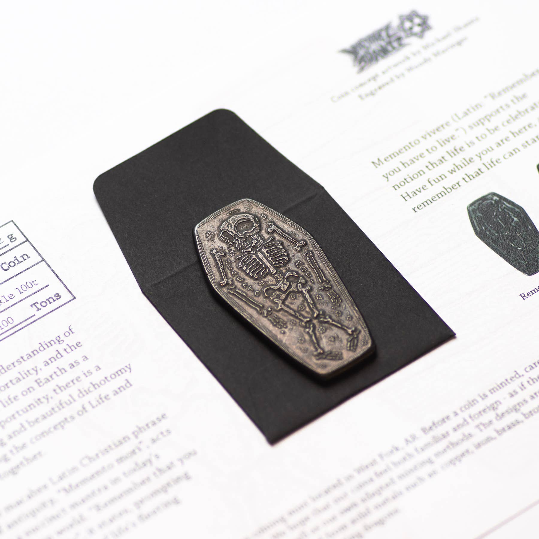 Shire Post Mint - Vendita all'ingrosso Moneta/gettone ricordo - Cofano Memento Mori Memento Vivere in rame annerito1