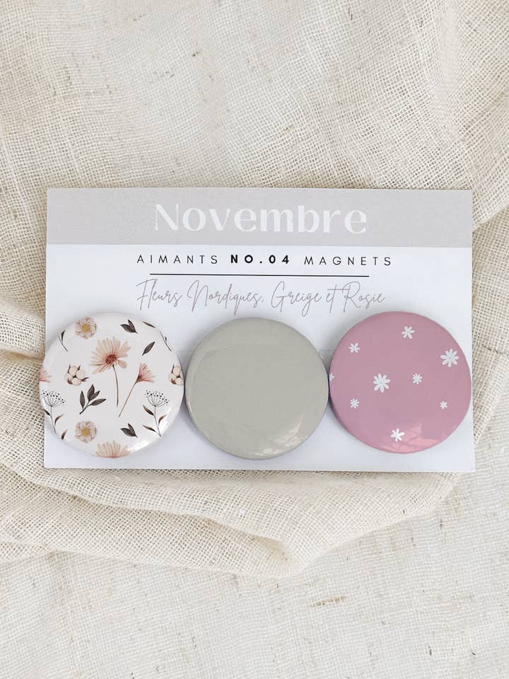 Set of Magnets No.04 Nordic Flowers, Greige and Rosie for wholesale by Novembre Boutique
