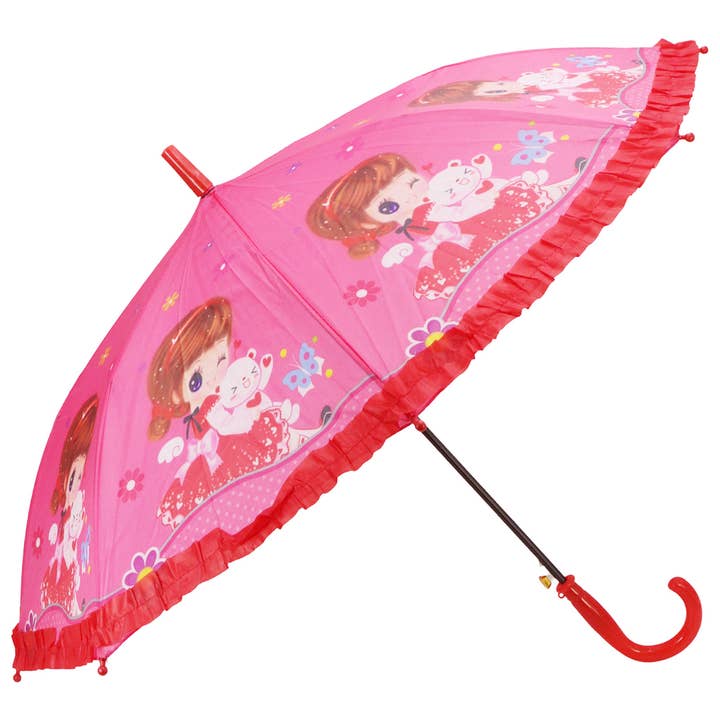 ASSORTED Kids Princess Frills Auto Open-fold Umbrella for wholesale on Faire7