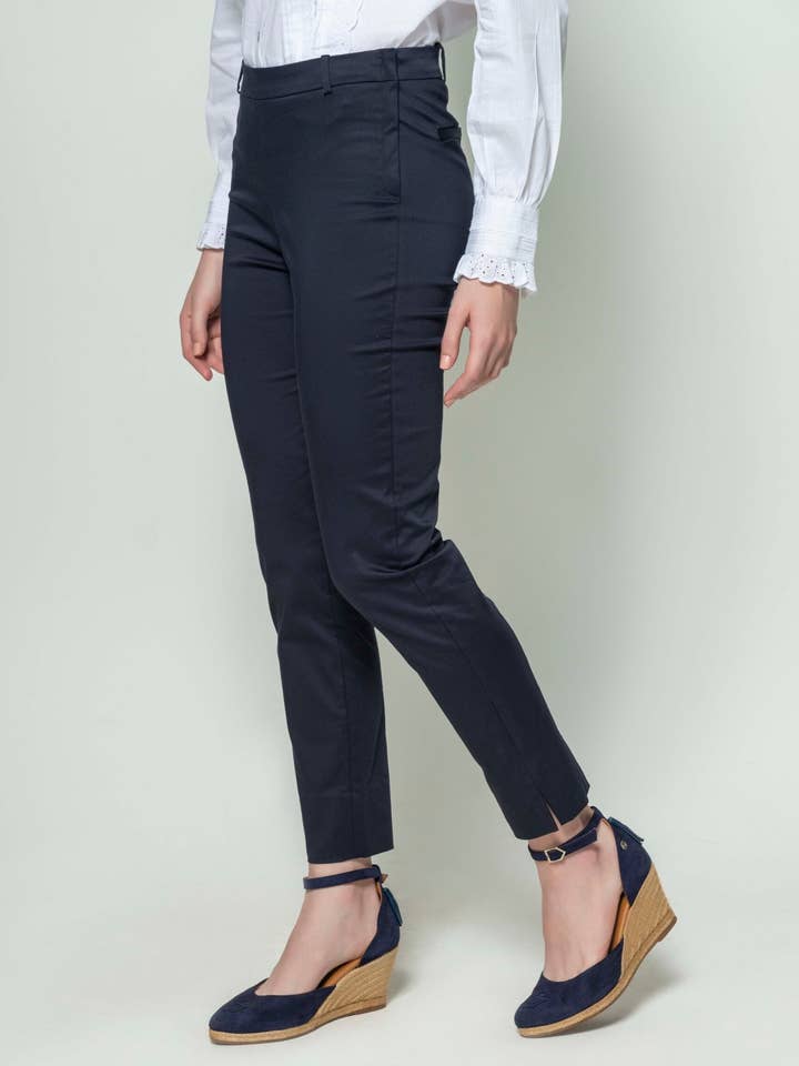 RUBY Classic Navy Cotton trousers for wholesale by HARTWELL