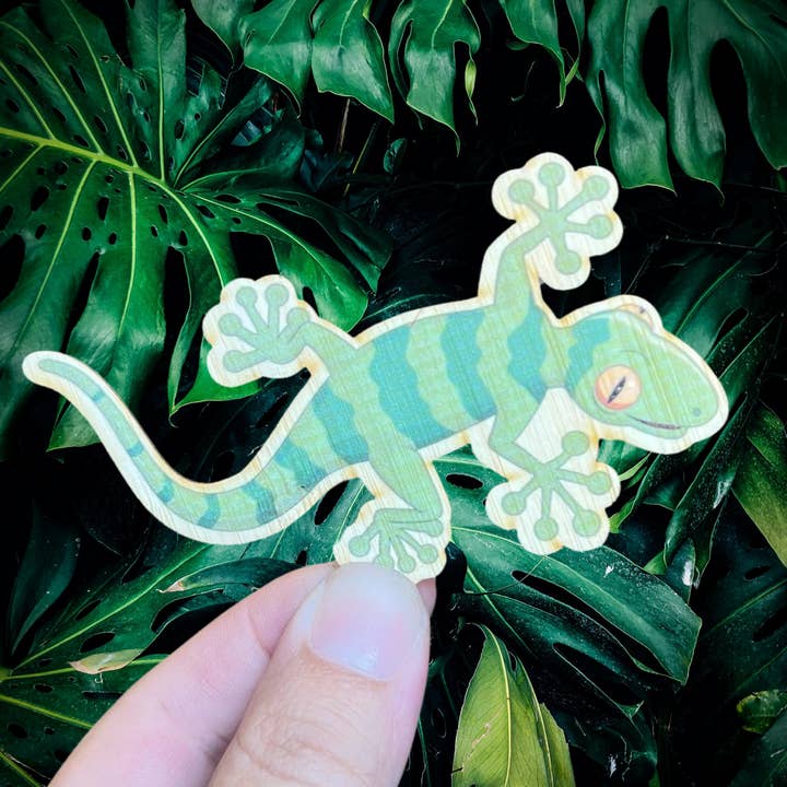 Gecko Eco-Friendly Bamboo Sticker for wholesale by Bamboo Wood Stickers