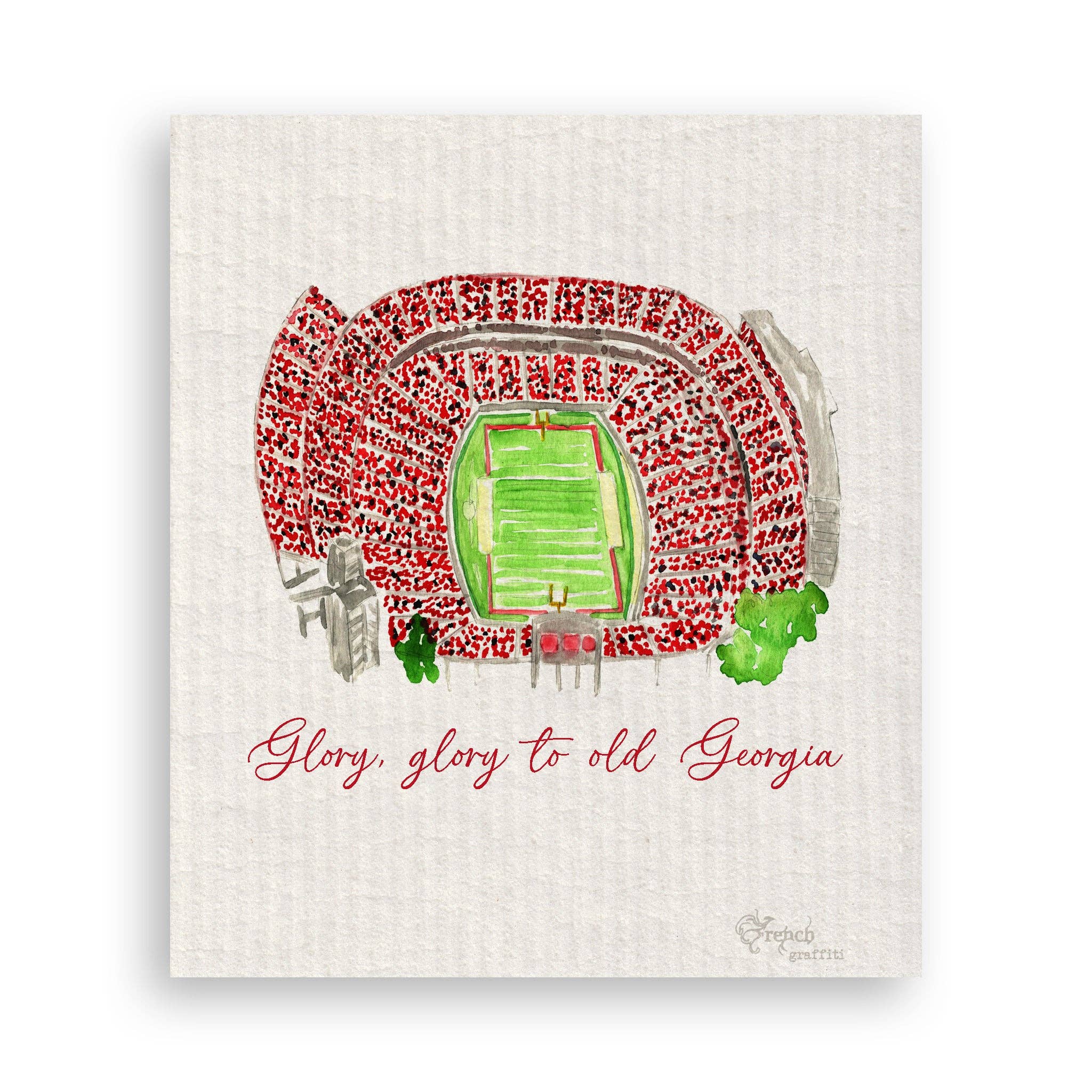 French Graffiti - Wholesale Tea Towel - Athens, Georgia Stadium with Quote16