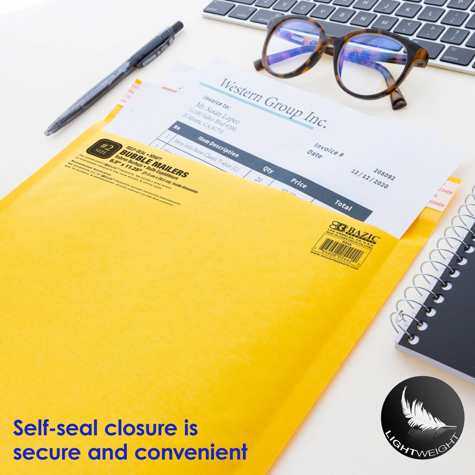 Luna Office Supply -  Everyday Essential – wholesale Envelopes – Self-Seal Bubble Mailers (#2) 8.5" x 11.25"2