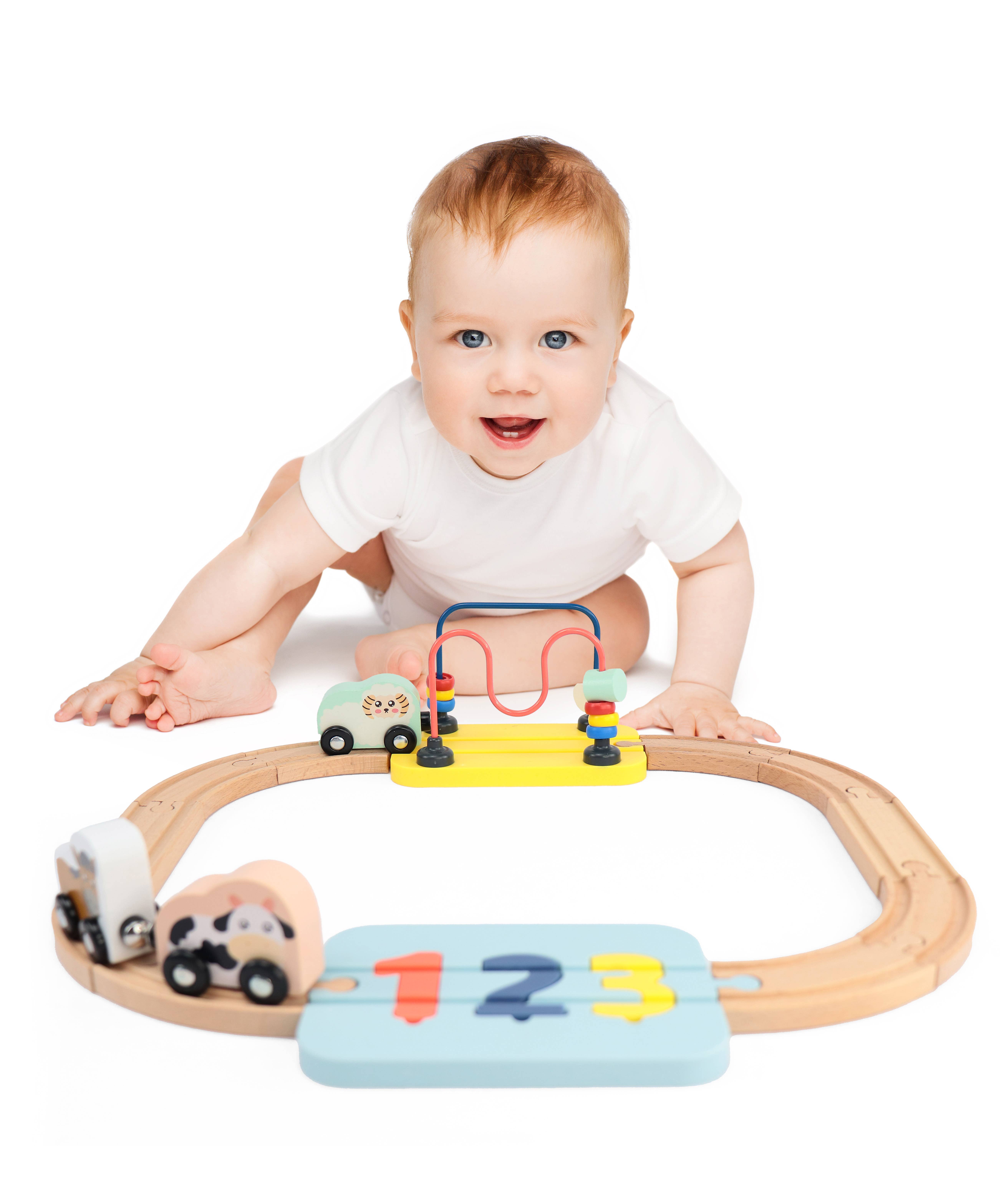 Leo & Friends - Wholesale Wood Toy - Kids - Wooden Railway 123 Puzzle and Bead Set 18-Pieces9