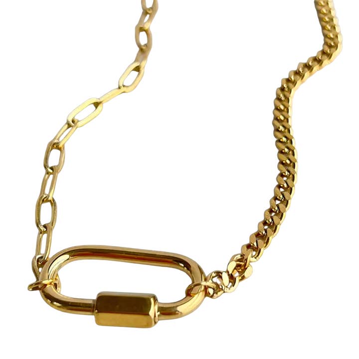 HoopLa - Wholesale Pendant/Charm Necklace - Carabiner Amulet Mixed Metal Stainless Steel necklace0
