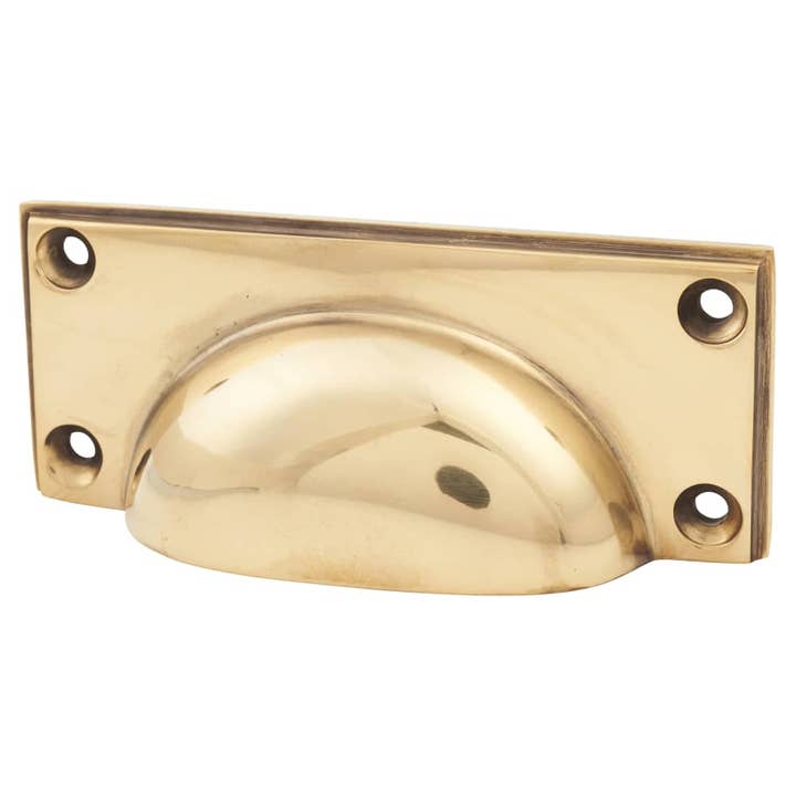 Cabo de copo de armário Art Deco The Anvil - Centros 84mm - Latão Antigo por atacado de Diybasket