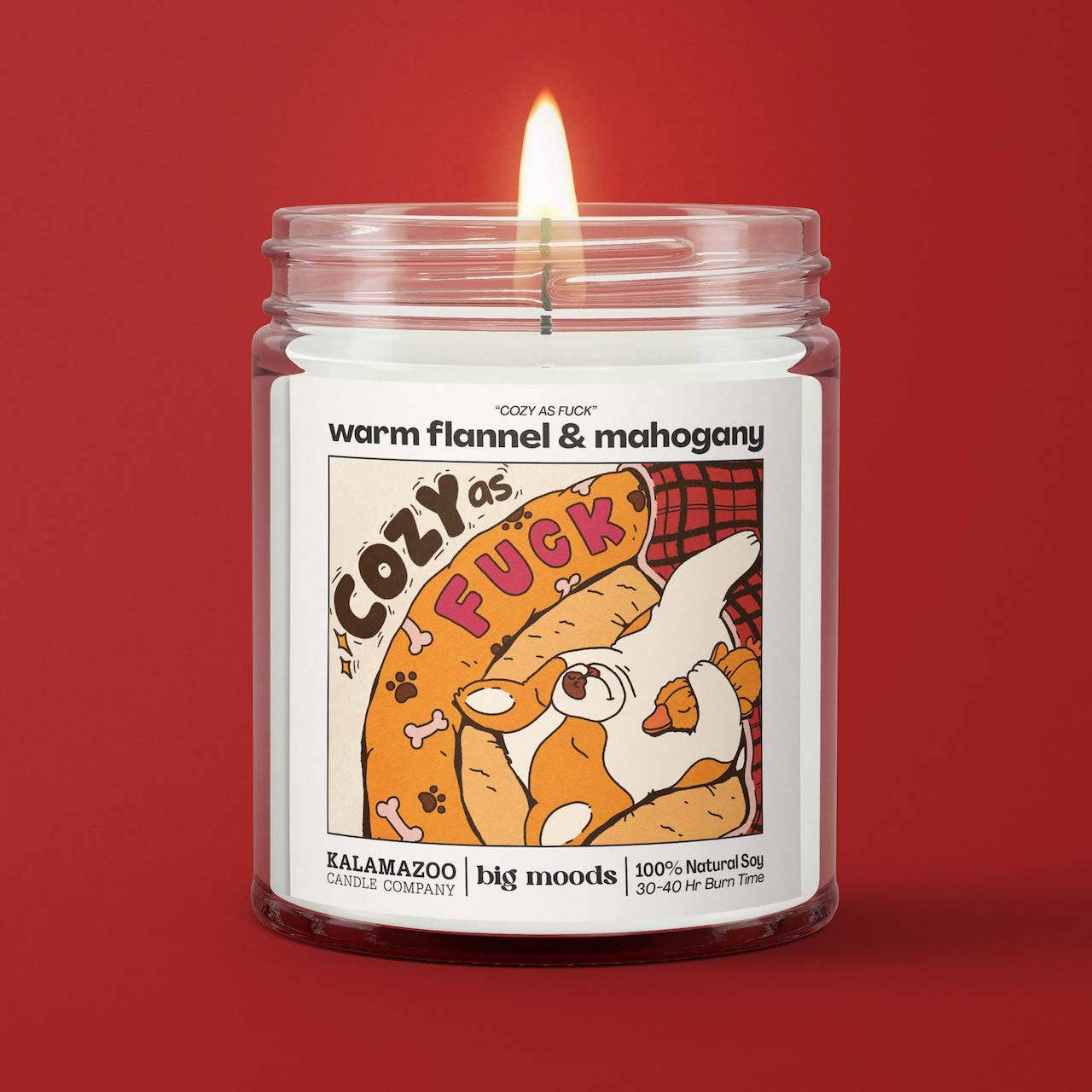 Big Moods - Wholesale Jar/Filled Candle - "Cozy as Fuck" warm flannel & mahogany - Luxury Soy Candle