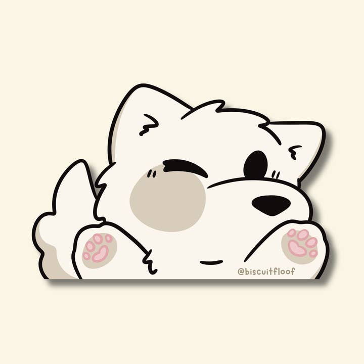 Samoyed Peeker Sticker for wholesale by Biscuitfloof Studios