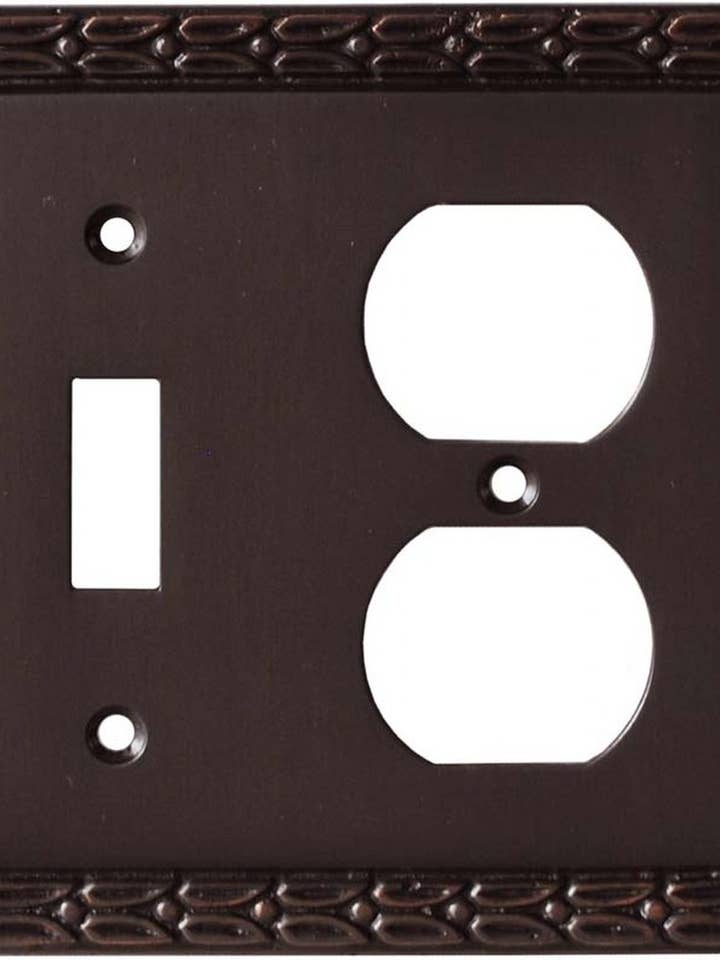 Interrupteur à bascule et plaques de protection de prise en bronze huilé Leaf à 1 pour la vente par Switch Hits