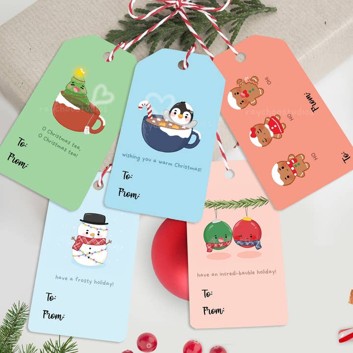 Klassische Weihnachtsgeschenkanhänger für den Großhandel von Raychoo Studios Inc.