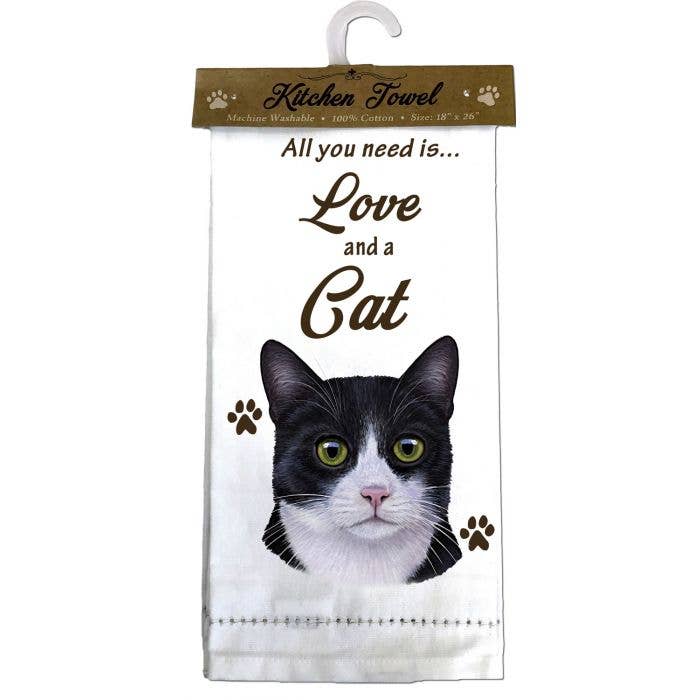 E&S Pets – Großhandel Geschirrtücher – Schwarz-weißes Katzen-Küchentuch0