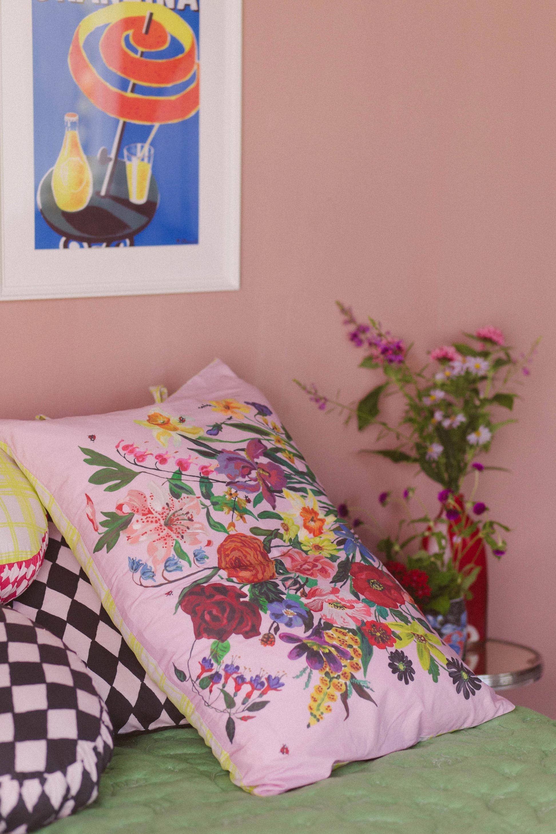 Lazybones - Vente Taies/housses d'oreiller - Ensemble de taies d'oreiller Rainbow Floral Pink *coton biologique4