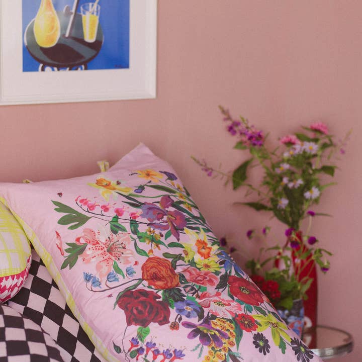 Lazybones – wholesale Örngott – Rainbow Floral Pink örngott set *ekologisk bomull4