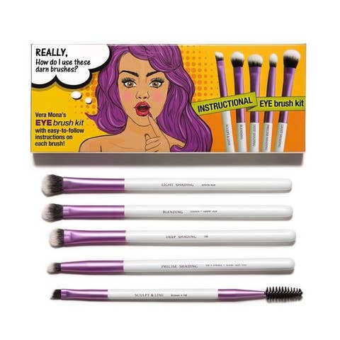 INSTRUCTIONAL 5-Unit EYE BRUSH SET for wholesale by Vera Mona