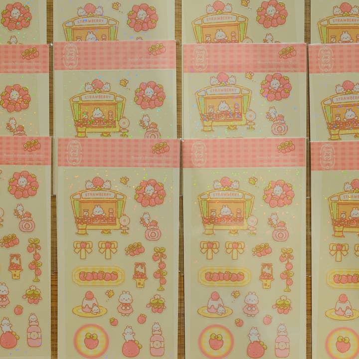 Bunny's Fruit Farm Sticker Sheet - Strawberry Farm for wholesale by 2jingis2jing