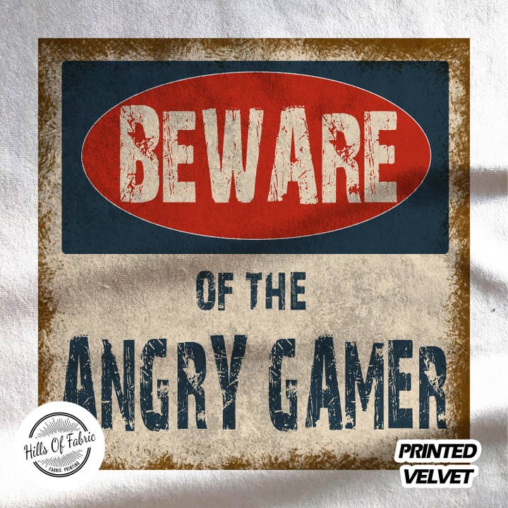 Ten cuidado con el panel de tela estampado de Angry Gamer para venta al por mayor de Hills Of Fabric