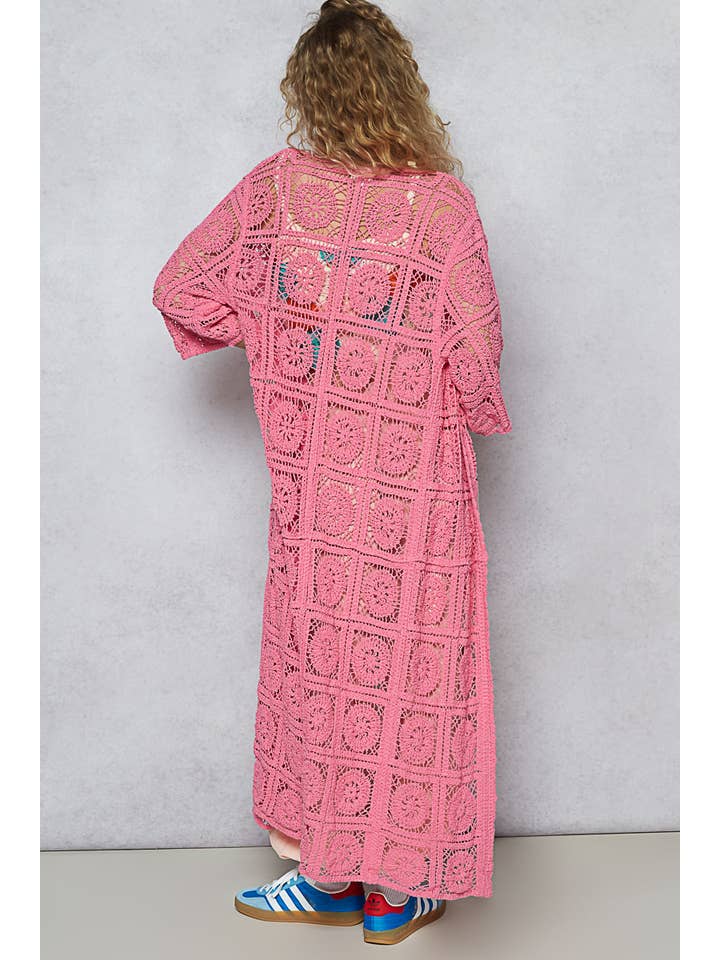 Pol Clothing - Wholesale Cardigan - Women's - Long Sleeve Crochet Open Long Cardigan8