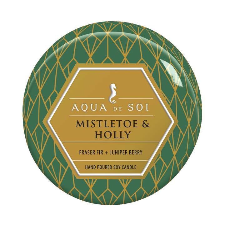 Candela Mistletoe & Holly LE Aqua De Soi in latta da 4oz per la vendita all'ingrosso da parte di The SOi Company