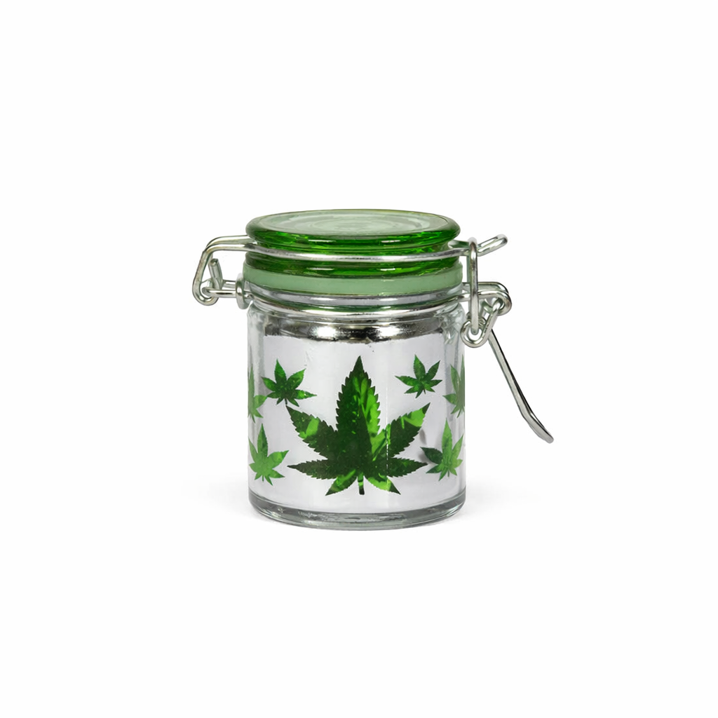Ted Miller Innovation – wholesale Jar – Mini Airtight Glass Storage Jar – Silver Leaf Cutout | 45 ml0