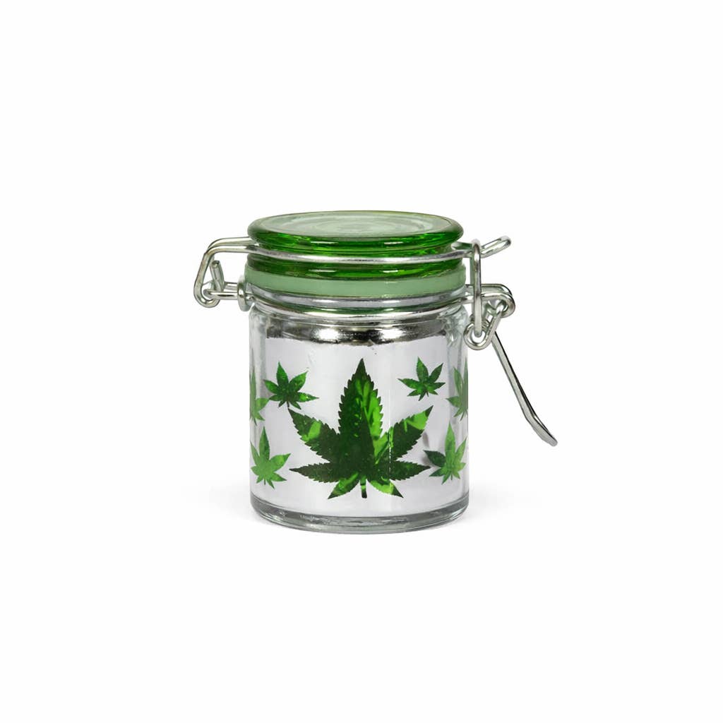 Ted Miller Innovation – wholesale Jar – Mini Airtight Glass Storage Jar – Silver Leaf Cutout | 45 ml