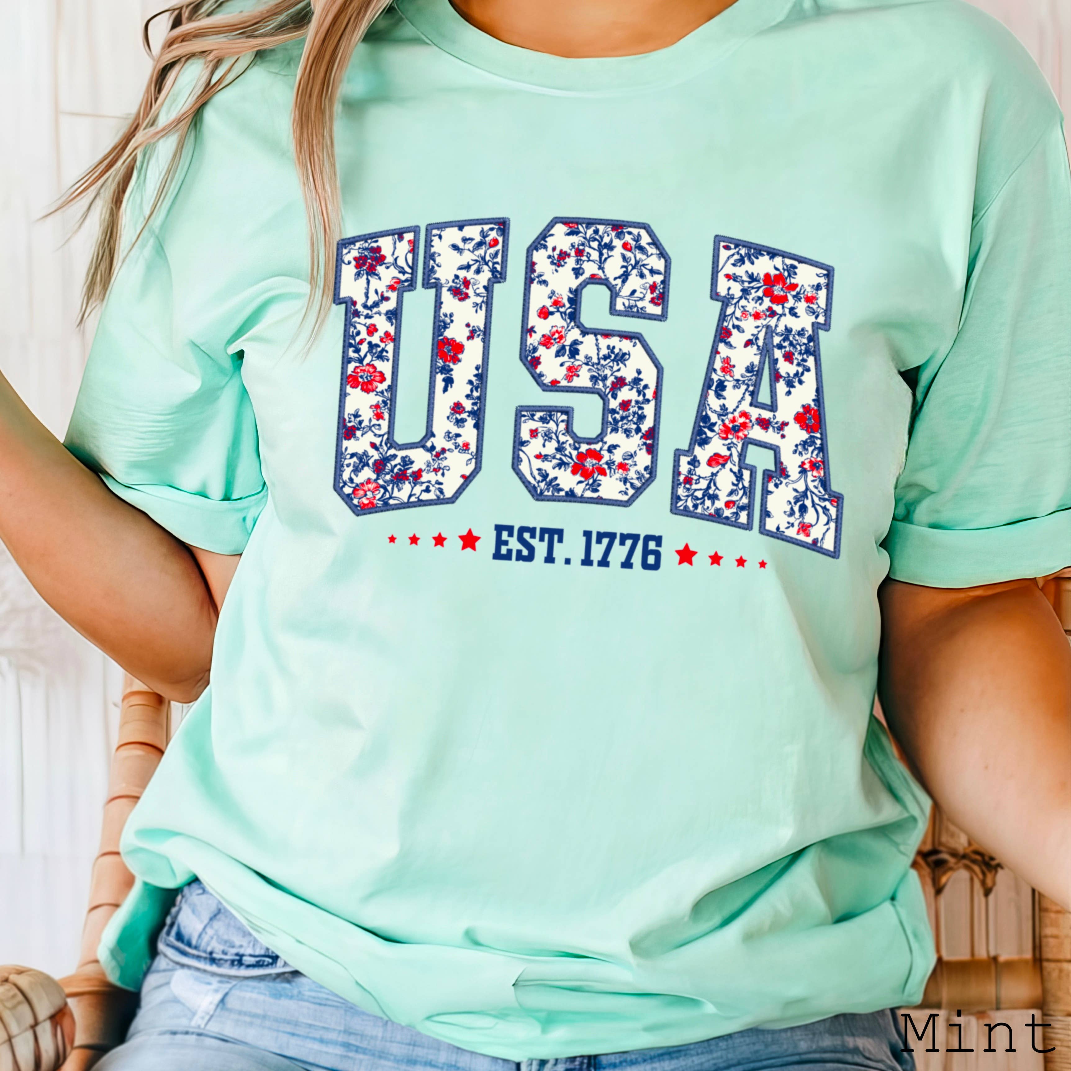 Shoppe SHC – wholesale T-shirt (graphic) – women's – July 4th Graphic Tee | Floral USA  | Bella Canvas 11