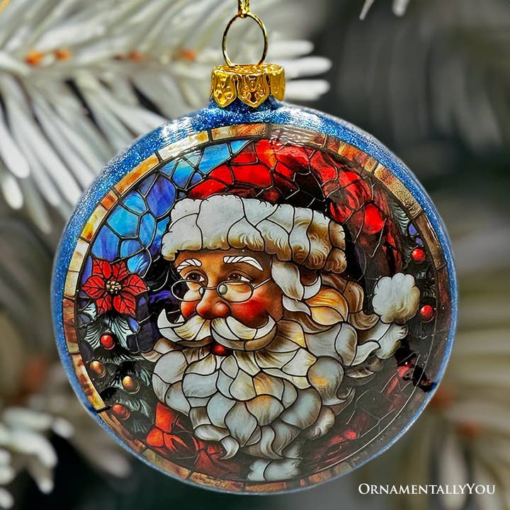 OrnamentallyYou - Wholesale Ornament - Wonderful Santa Claus Stained Glass Christmas Ornament