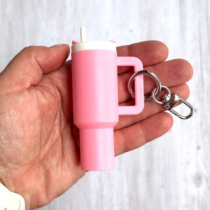 iconic mi - Wholesale Keychain – Women's - Mini Tumbler Keychain Carry Storage Container Light Pink3