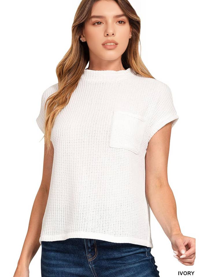 42POPS - Wholesale Knit Sweater - Women's - ....0930 Chenille Waffle Short Sleeve Sweater SI-269164
