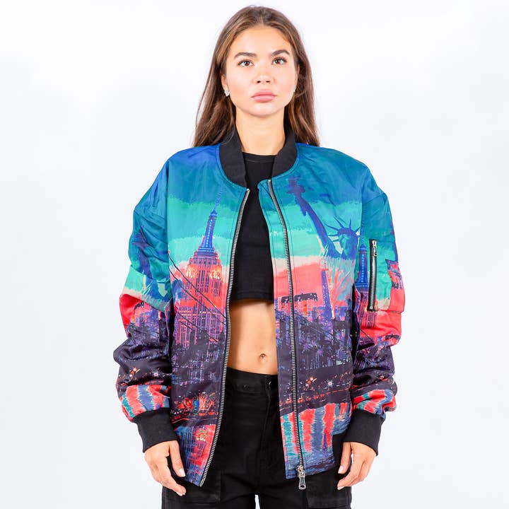 NEW YORK PRINTED BOMBER JACKETS-RJK9432NY for wholesale by American Bazi