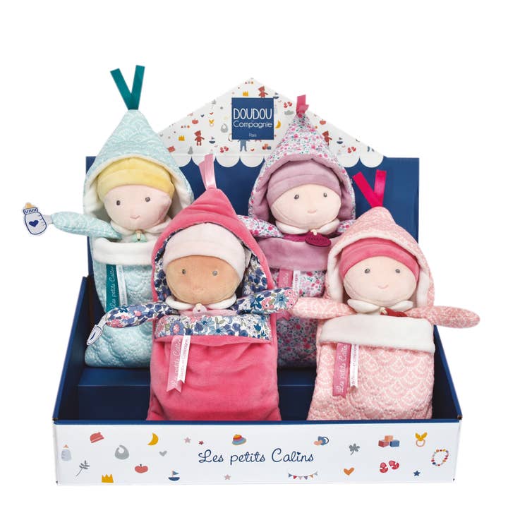 Jolijou Soft Doll With Comforter - 4 Assorted Dolls for wholesale by Doudou Et Compagnie