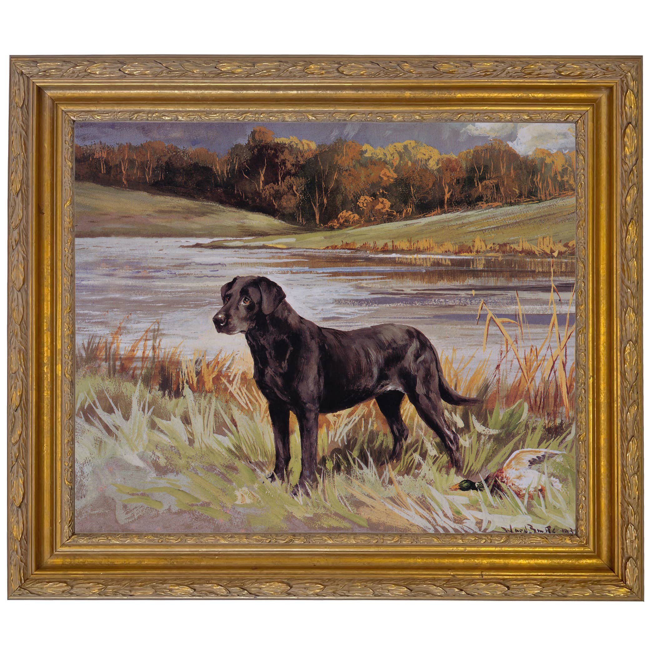 Madison Bay Co. - Historical Home Decor Reproductions - Wholesale Art Print - Labrador Retriever with Duck Framed Painting Print on Canvas72