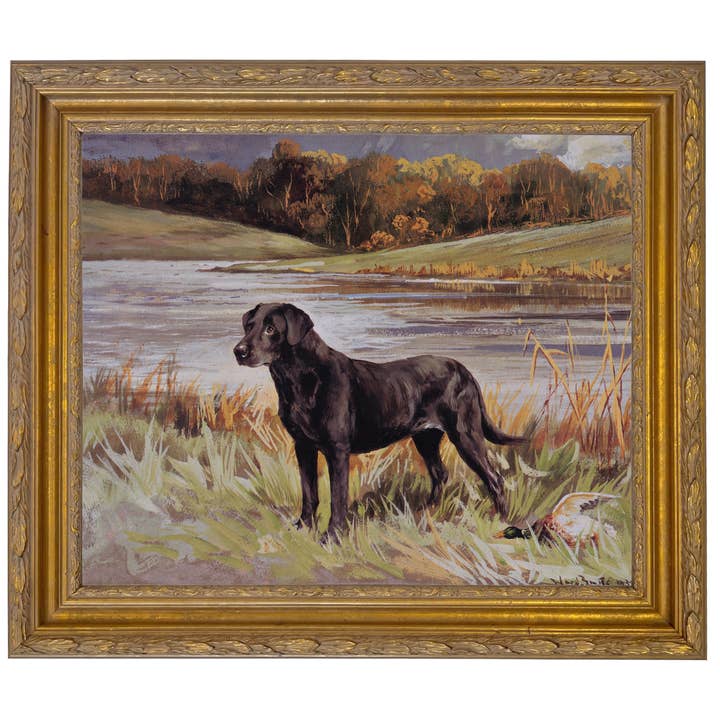 Madison Bay Co. - Historical Home Decor Reproductions - Wholesale Art Print - Labrador Retriever with Duck Framed Painting Print on Canvas72