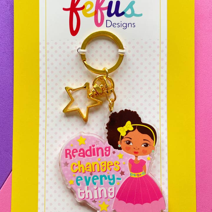 Reading Changes Everything Lg - Keyring/ Bag Charm | Fefus Designs for wholesale by Fefus Designs