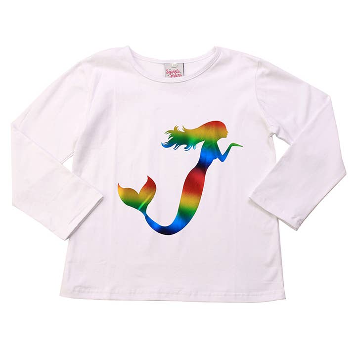 T-shirt a maniche lunghe con sirena arcobaleno per la vendita all'ingrosso da parte di Sparkle Sisters by Couture Clips