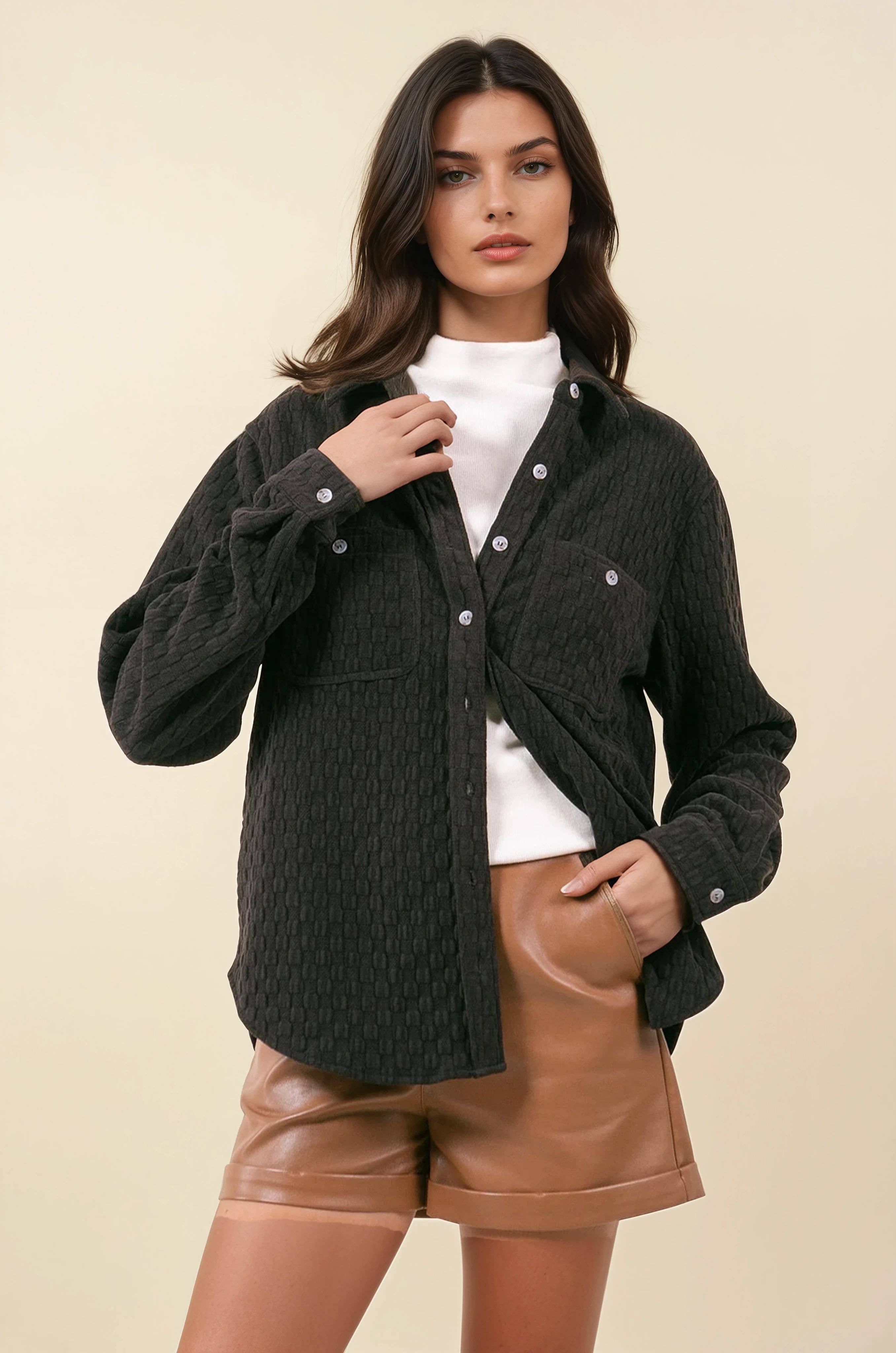 Doe and Rae - Vente Chemise à col boutonné – femme - CHEMISE BOUTONNÉE TEXTURÉE - 43670T-15