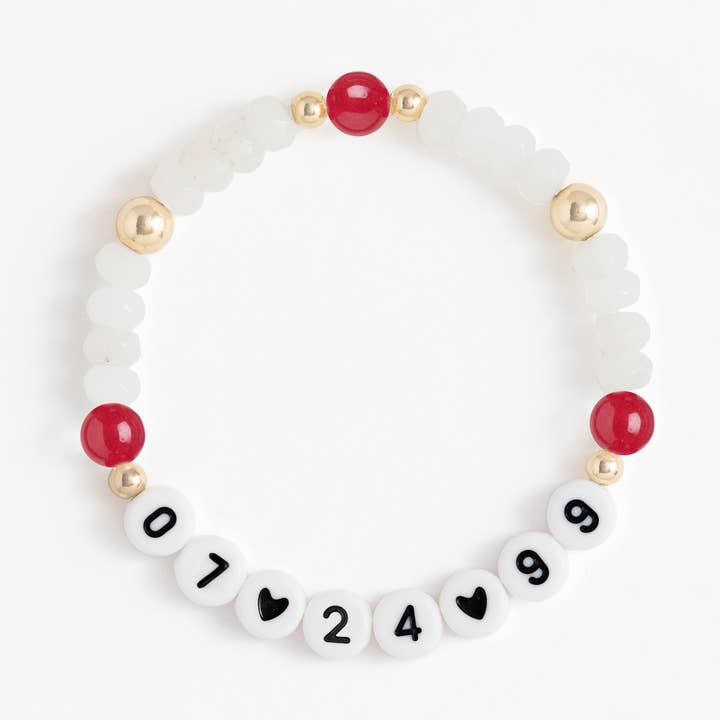 Names For Good - Wholesale Beaded Bracelet - Birthstone Beaded Stretch Bracelet (July, Ruby)