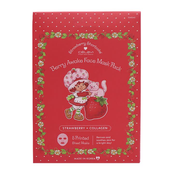 PINEAPPLE Beauty - Wholesale Skincare Face Mask - Celavi SS45542 Strawberry + Collagen 5 Sheet Mask Set - 1set3