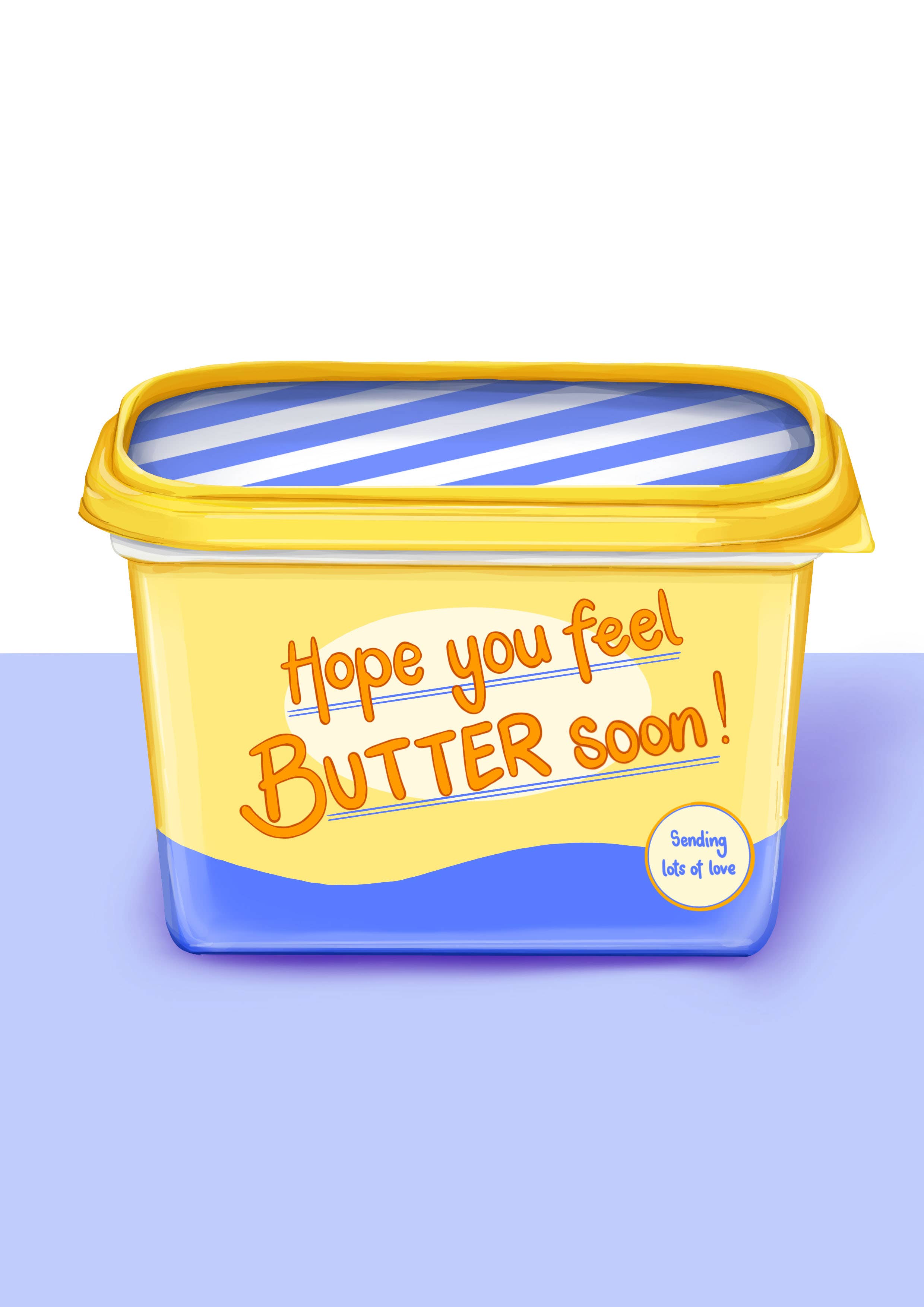 Katie Tinkler illustration - Wholesale Get Well Card - Feel Butter Soon - Get Well Greeting Card1