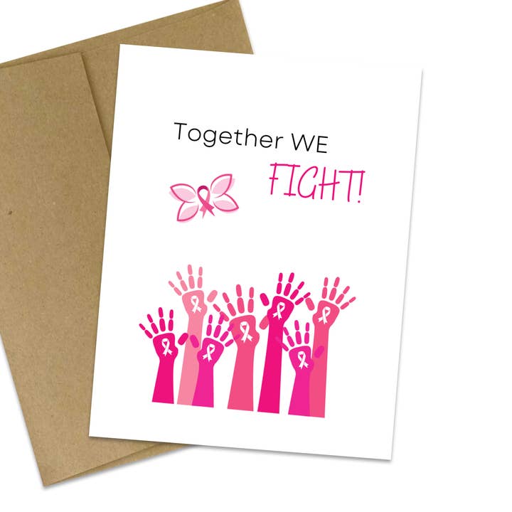 Together we Fight - breast cancer awareness greeting card for wholesale by Butterflies + Halos