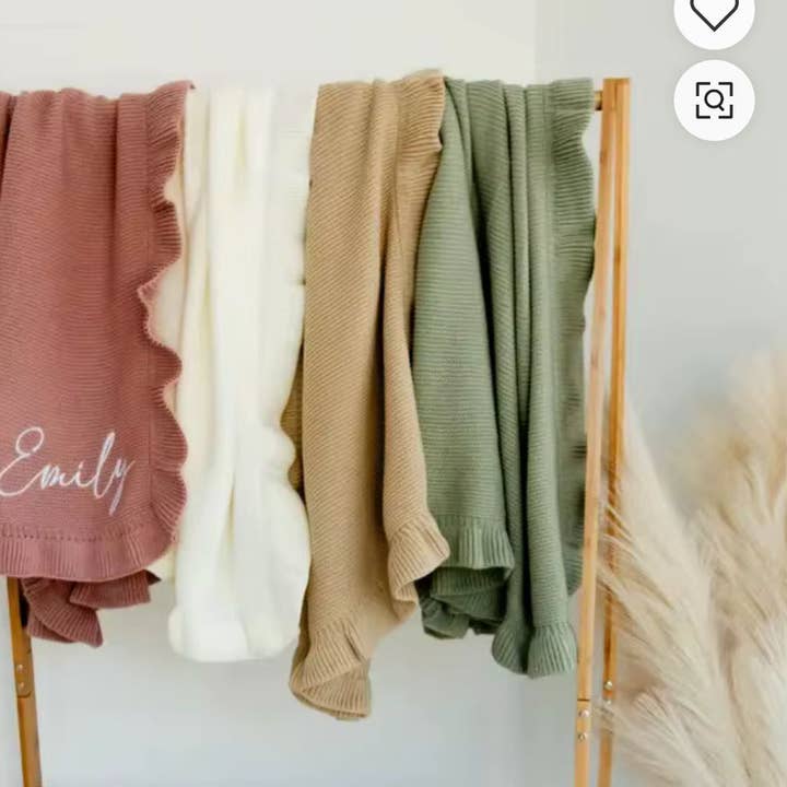 Soft Beige soft Knitted  Baby blanket-Personalised and other Purchase wholesale custom printed fleece blankets. Free returns & net 60 terms on Faire trending on Faire.