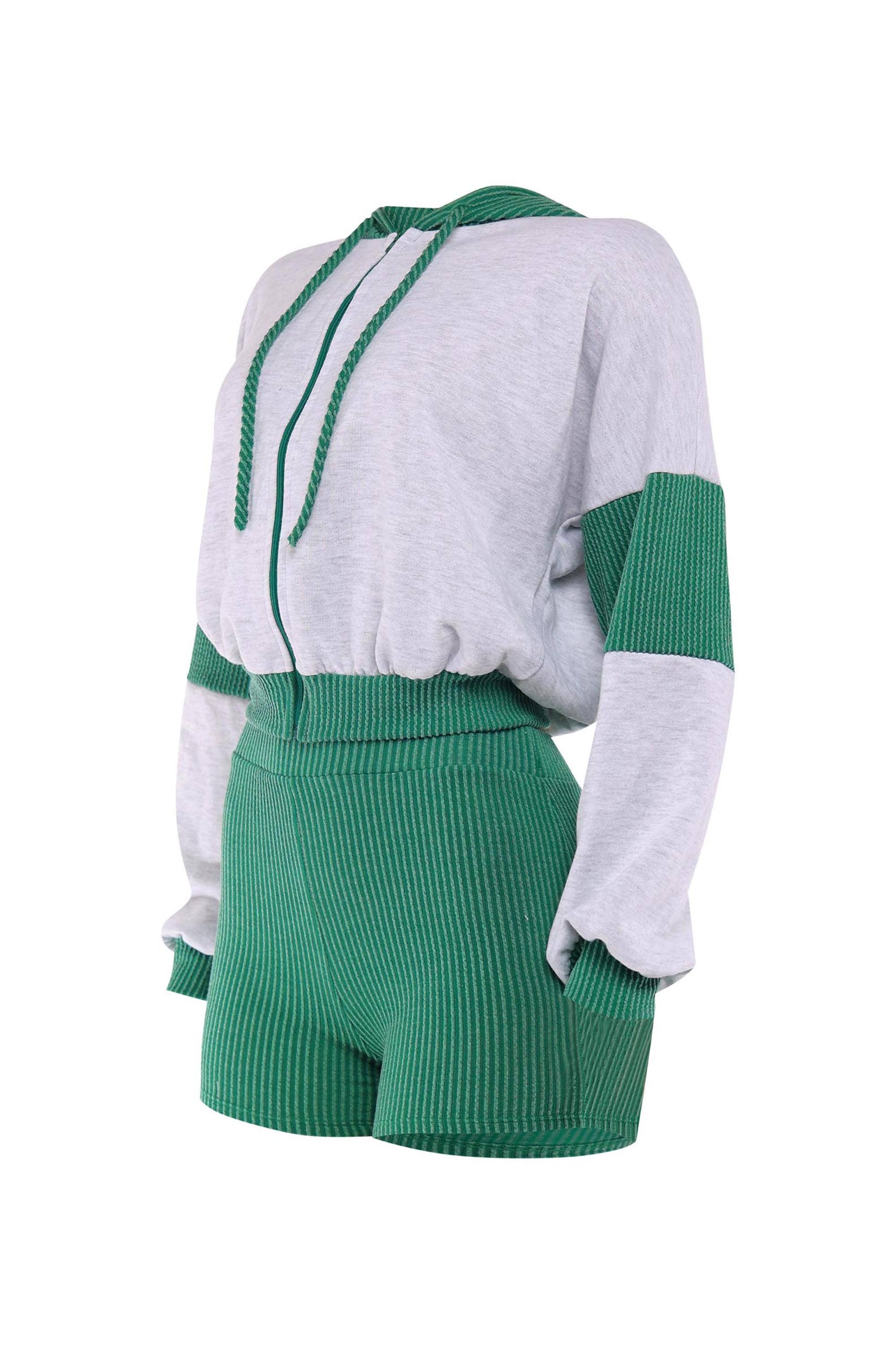 K Too - Wholesale Top & Short Set (NOT Loungewear) - Women's - Color block hoodie & shorts set8