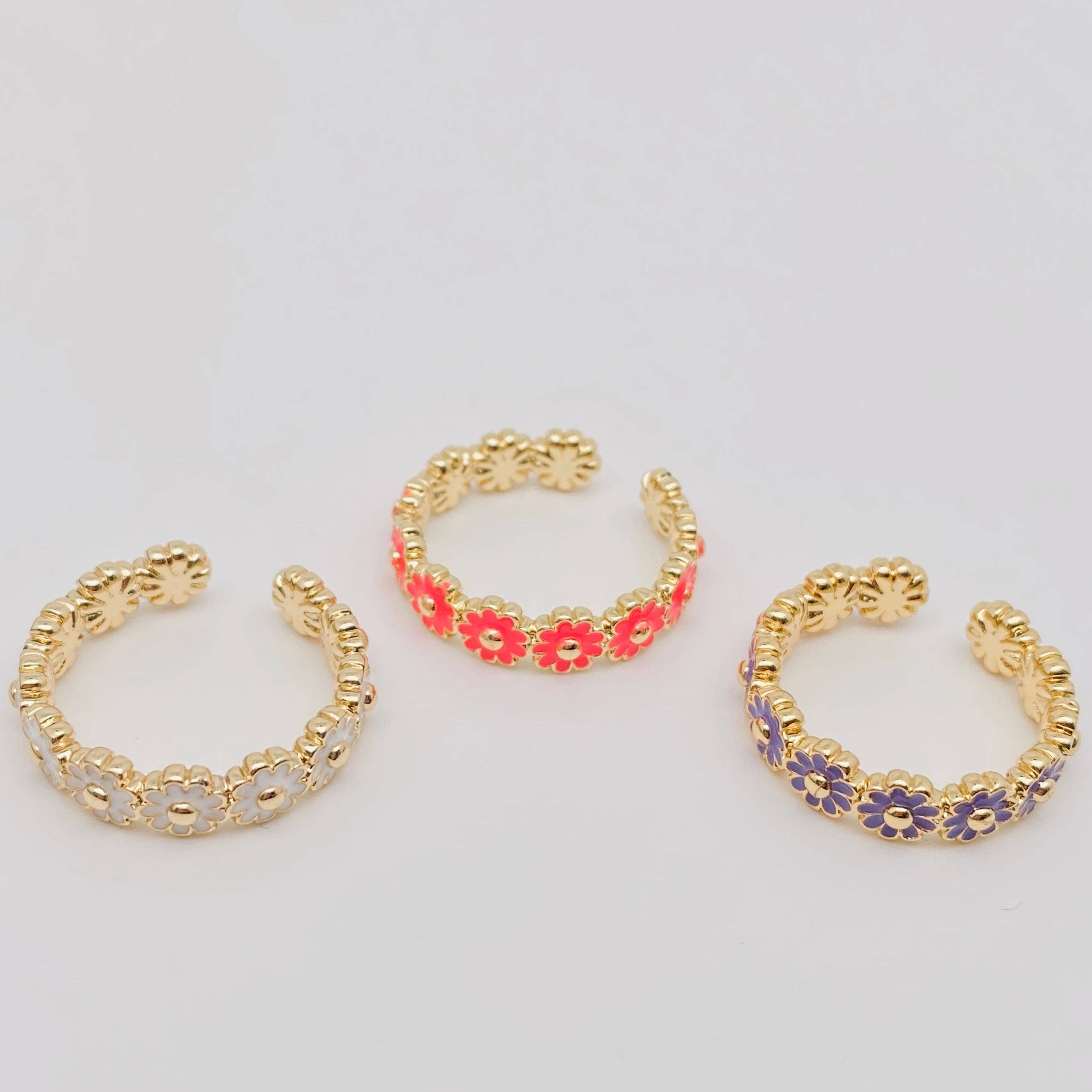 Mio Queena – wholesale Ring med flera stenar – Daisy emalj Ring öppning justerbar9