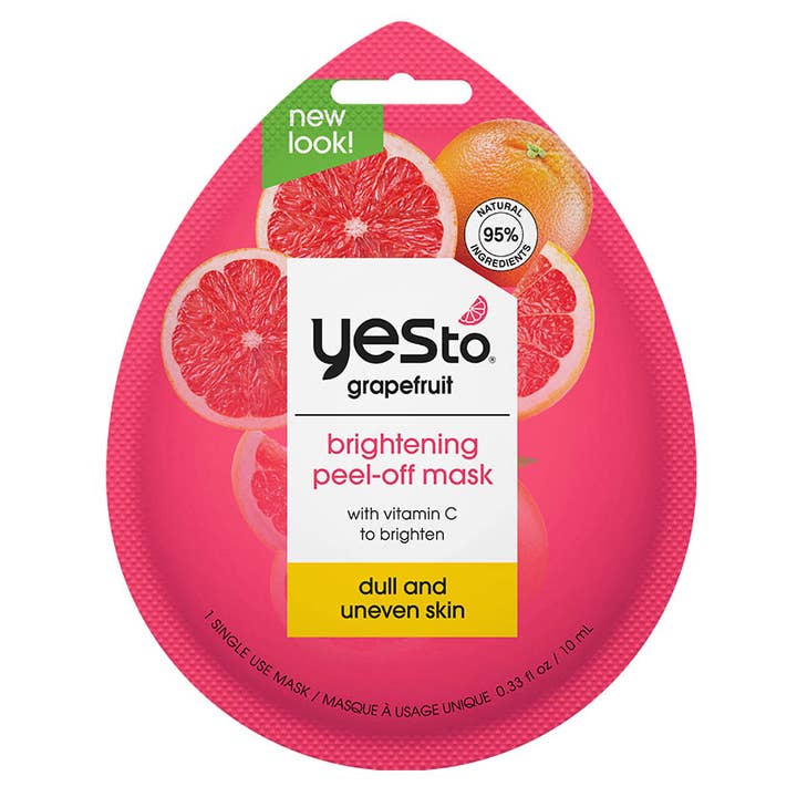Yes To – Engroshandel Ansigtsmaske – grapefrugt lysnende peel-off maske med vitamin C til at lysne kedelig og ujævn hud – engangsbrug