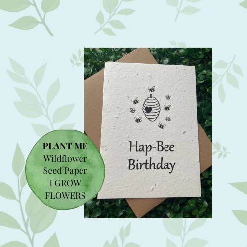 Happy birthday plantable birthday card, Hap-bee birthday for wholesale by Little princess crafts