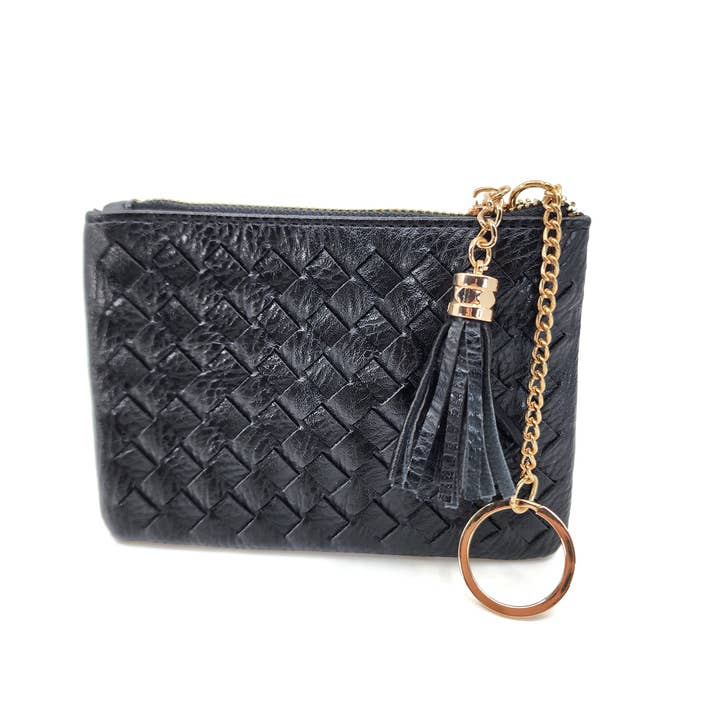 Hatzzi – wholesale Coin purse – Women’s – Woven Tassel Puller Top Zip Coin Purse Wallet with Key Chain
