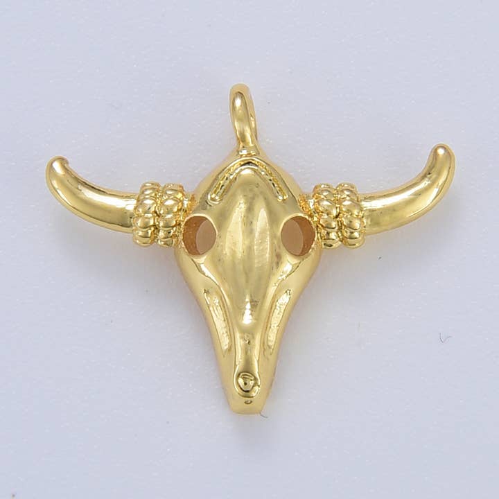 Gold Filled Bull Skull Charm, Skeleton Head Pendant, CP953 for wholesale by Beads Creation