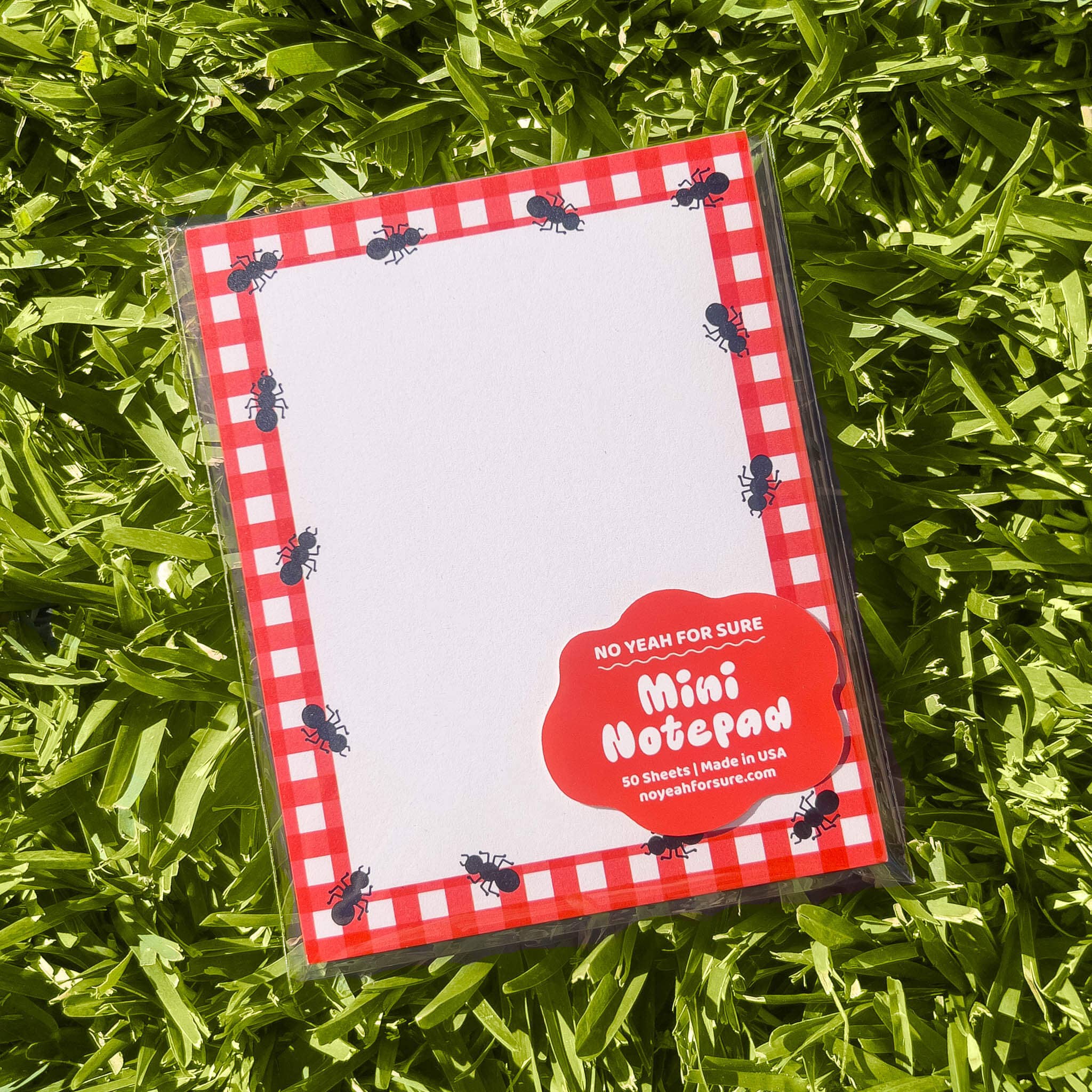 No Yeah For Sure - Wholesale Notepad - Ants Picnic Gingham Mini Notepad | Pocket Memo Pad2
